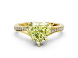 Yellow gold Fancy Yellow Heart Cut Diamond Solitaire Ring with Pavé Band and Prong Setting_12