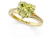 Yellow gold Fancy Yellow Heart Cut Diamond Solitaire Ring with Pavé Band and Prong Setting_13