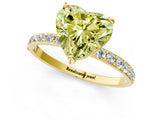 Yellow gold Fancy Yellow Heart Cut Diamond Solitaire Ring with Pave Band and Four Prong Setting_74