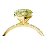 Yellow gold Fancy Yellow Heart Cut Diamond Solitaire Ring with Pave Band and Four Prong Setting_77