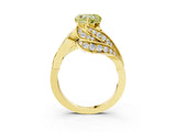 Yellow gold Fancy Yellow Heart Cut Diamond Solitaire Ring with Prong Setting and Twisted Pavé Band_3