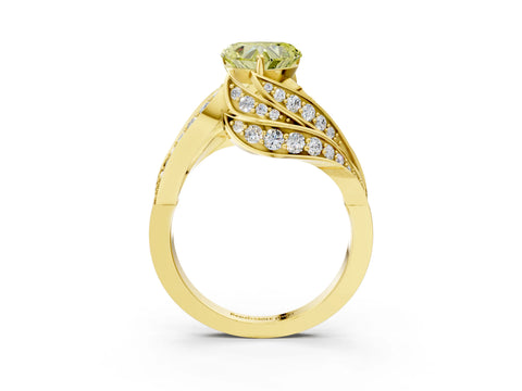Yellow gold Fancy Yellow Heart Cut Diamond Solitaire Ring with Prong Setting and Twisted Pavé Band_3