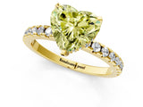 Yellow gold Fancy Yellow Heart Cut Diamond Solitaire Ring with Round  Pavé Band and Four-Prong Setting_37
