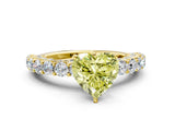 Yellow gold Fancy Yellow Heart Cut Diamond Solitaire Ring with Shared Prong Pavé Band and Four-Prong Setting_59