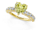Yellow gold Fancy Yellow Heart Cut Diamond Solitaire Ring with Shared Prong Pavé Band and Four-Prong Setting_60