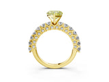Yellow gold Fancy Yellow Heart Cut Diamond Solitaire Ring with Shared Prong Pavé Band and Four-Prong Setting_62