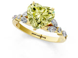 Yellow gold Fancy Yellow Heart Cut Diamond Solitaire Ring with Side Stones and Four-Prong Setting_69