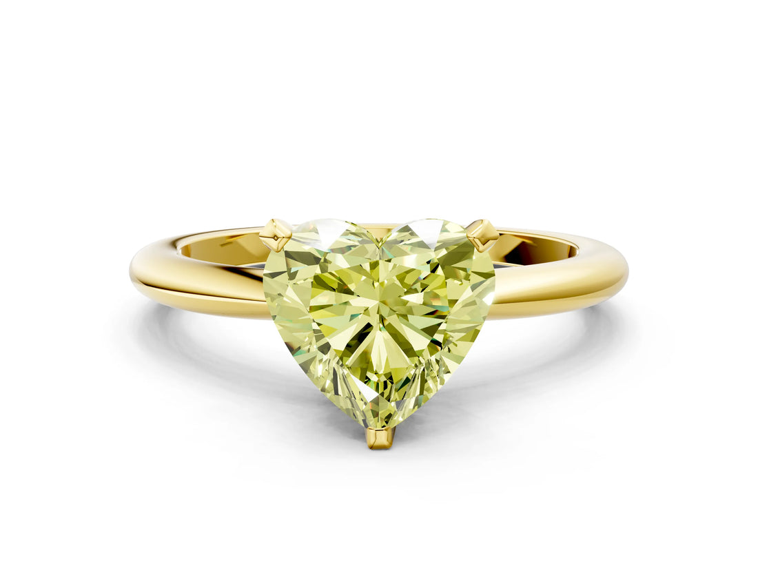 Yellow gold Fancy Yellow Heart Cut Diamond Solitaire Ring with Six-Prong Setting and Classic Band_242