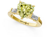Yellow gold Fancy Yellow Heart  Cut Diamond Solitaire Ring with Tapered Baguette Accents and Four-Prong Setting_58