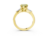 Yellow gold Fancy Yellow Heart  Cut Diamond Solitaire Ring with Tapered Baguette Accents and Four-Prong Setting_60