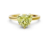 Yellow gold Fancy Yellow Heart Cut Diamond Solitaire Ring with Thin Band and Prong Setting_12