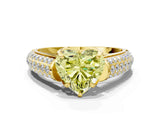 Yellow gold Fancy Yellow Heart Cut Diamond Solitaire Ring with Three-Row Pavé Band and Four-Prong Setting_35