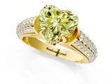 Yellow gold Fancy Yellow Heart Cut Diamond Solitaire Ring with Three-Row Pavé Band and Four-Prong Setting_36
