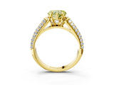 Yellow gold Fancy Yellow Heart Cut Diamond Solitaire Ring with Three-Row Pavé Band and Four-Prong Setting_38