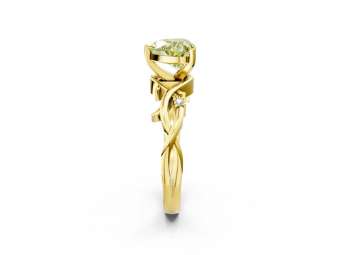 Yellow gold Fancy Yellow Heart Cut Diamond Solitaire Ring with Twisted Band and Prong Setting_202