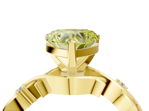 Yellow gold Fancy Yellow Heart Cut Diamond Solitaire Ring with Twisted Band and Prong Setting_204