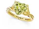 Yellow gold Fancy Yellow Heart Cut Diamond Solitaire Twist Band Prong Setting Ring_68