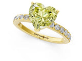 Yellow gold Fancy Yellow Heart  Cut Diamond Solitaire with Pave Band and Four-Prong Setting 2