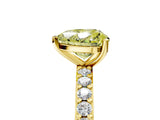 Yellow gold Fancy Yellow Heart  Cut Diamond Solitaire with Pave Band and Four-Prong Setting