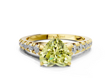Yellow gold Fancy Yellow Heart  Cut Diamond Solitaire with Pave Band and Four-Prong Setting_114