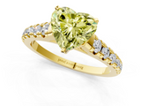 Yellow gold Fancy Yellow Heart  Cut Diamond Solitaire with Pave Band and Four-Prong Setting_117