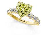 Yellow gold Fancy Yellow Heart Cut Diamond Solitaire with Side Stones, Pave Band, Four-Prong Setting_118