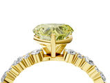Yellow gold Fancy Yellow Heart Cut Diamond Solitaire with Side Stones, Pave Band, Four-Prong Setting_121