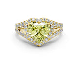 Yellow gold Fancy Yellow Heart Cut Diamond Split Shank Halo Ring with Four-Prong Setting_57