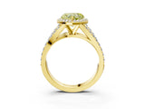 Yellow gold Fancy Yellow Heart Cut Diamond Split Shank Halo Ring with Four-Prong Setting_60