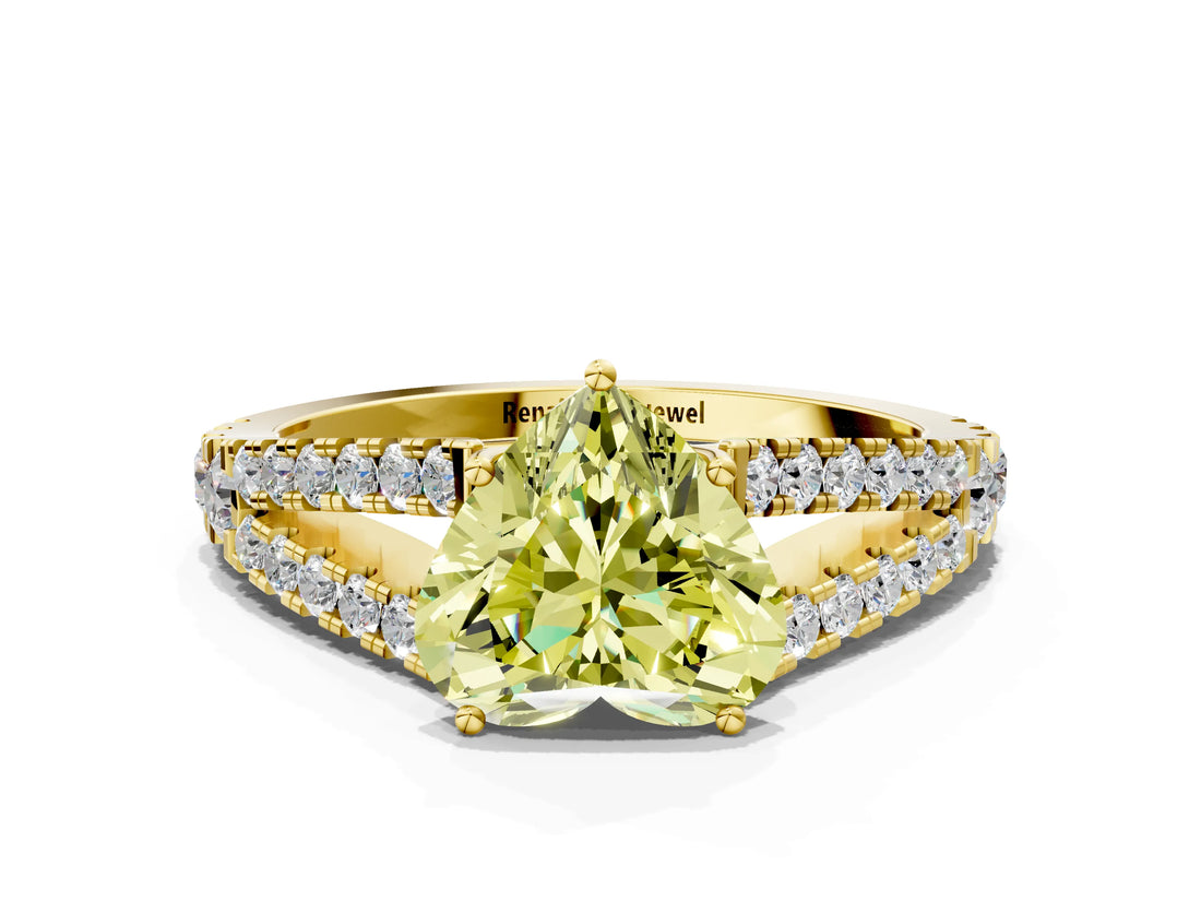 Yellow gold Fancy Yellow Heart Cut Diamond Split Shank Pavé Engagement Ring with Four-Prong Setting_74