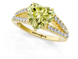 Yellow gold Fancy Yellow Heart Cut Diamond Split Shank Pavé Engagement Ring with Four-Prong Setting_75