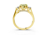 Yellow gold Fancy Yellow Heart Cut Diamond Three-Stone Engagement Ring with Prong Setting and Pavé Band_3