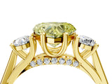 Yellow gold Fancy Yellow Heart Cut Diamond Three-Stone Engagement Ring with Prong Setting and Pavé Band_4