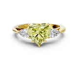 Yellow gold Fancy Yellow Heart Cut Diamond Three-Stone Ring with Pear Side Stones and Four-Prong Setting_80