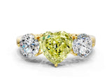 Yellow gold Fancy Yellow Heart Cut Diamond Three-Stone Ring with Prong Setting and Classic Band_137