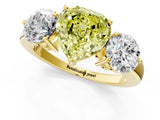 Yellow gold Fancy Yellow Heart Cut Diamond Three-Stone Ring with Prong Setting and Classic Band_138