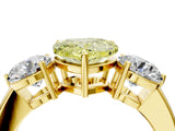 Yellow gold Fancy Yellow Heart Cut Diamond Three-Stone Ring with Prong Setting and Classic Band_141