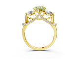 Yellow gold Fancy Yellow Heart Cut Diamond Three-Stone Ring with Prong Setting and Pavé Band_3