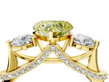 Yellow gold Fancy Yellow Heart Cut Diamond Three-Stone Ring with Prong Setting and Pavé Band_4