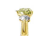Yellow gold Fancy Yellow Heart Cut Diamond Three-Stone Ring with Prong Setting and Pavé Band_5