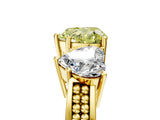 Yellow gold Fancy Yellow Heart Cut Diamond Three-Stone Ring with Prong Setting and Textured Band_5