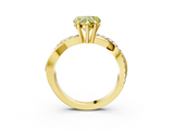 Yellow gold Fancy Yellow Heart  Cut Diamond Twist Band Solitaire with Prong Setting_58