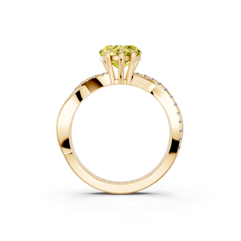 Yellow gold Fancy Yellow Heart  Cut Diamond Twist Band Solitaire with Prong Setting_5