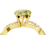Yellow gold Fancy Yellow Heart  Cut Diamond Twisted Band with Pavé Setting and Four-Prong Setting_24
