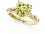 Yellow gold Fancy Yellow Heart  Cut Diamond Vine Band with Four-Prong Setting_58