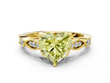 Yellow gold Fancy Yellow Heart  Cut Diamond with Milgrain Marquise and Bezel Accents on a Solitaire Band with Prong Setting_217