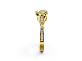 Yellow gold Fancy Yellow Heart  Cut Diamond with Milgrain Marquise and Bezel Accents on a Solitaire Band with Prong Setting_219