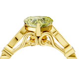 Yellow gold Fancy Yellow Heart  Cut Diamond with Milgrain Marquise and Bezel Accents on a Solitaire Band with Prong Setting_221