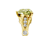 Yellow gold Fancy Yellow Heart  Cut Diamond with Milgrain Marquise and Bezel Accents on a Solitaire Band with Prong Setting_222