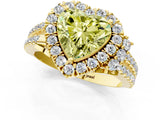 Yellow gold Fancy Yellow Heart  Cut Double Halo Diamond Engagement Ring with Pave Band and Four-Prong Setting_42